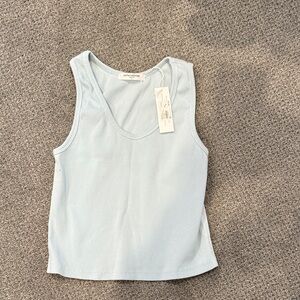 Perfect Whitetee light Blue Ribbed Tank Top